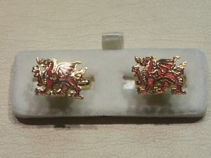 Royal Welsh Fusiliers standing Dragon enamelled cufflinks - Click Image to Close